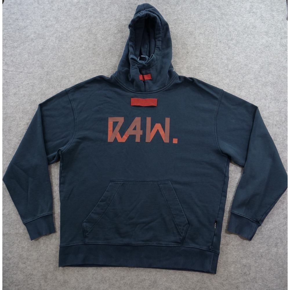G-Star Raw Hoodie Mens Extra Large Blue Pullover Sweatshirt Graphic Streetwear